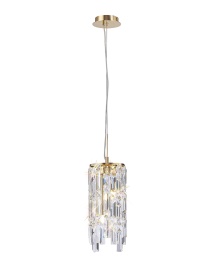 Maddison French Gold Crystal Ceiling Lights Diyas Single Crystal Pendants